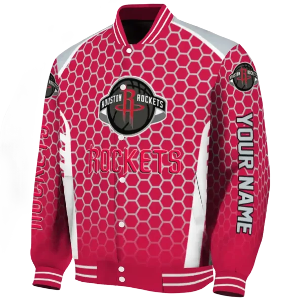 personalized houston rockets hexagon grid red varsity jacket best selling.webp