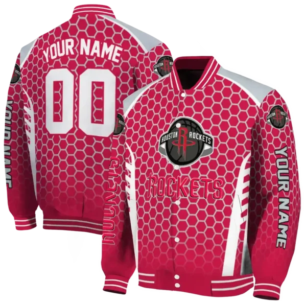 personalized houston rockets hexagon grid red varsity jacket fashion forward.webp