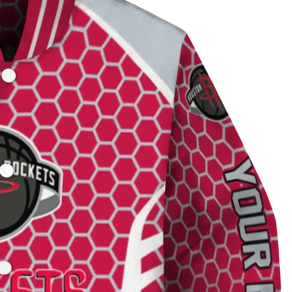 personalized houston rockets hexagon grid red varsity jacket premium grade.webp