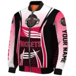 personalized houston rockets mesh effect red black bomber jacket best selling