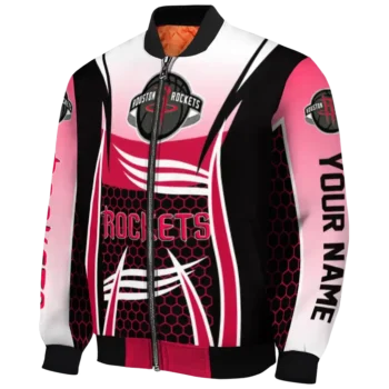 personalized houston rockets mesh effect red black bomber jacket best selling