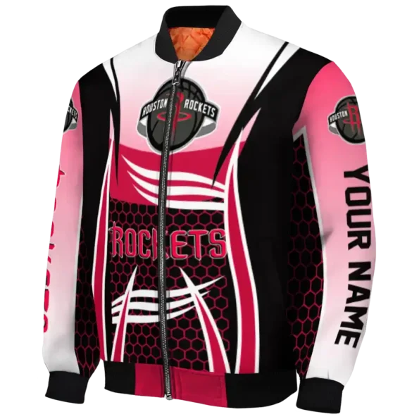 personalized houston rockets mesh effect red black bomber jacket best selling