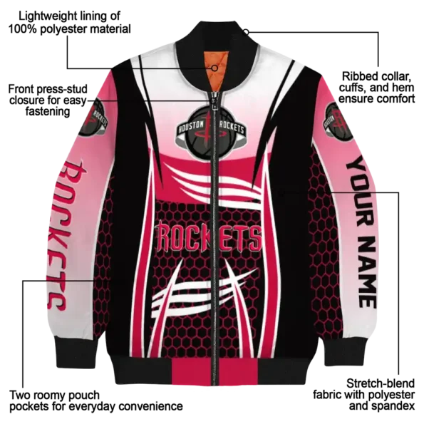 personalized houston rockets mesh effect red black bomber jacket new arrival