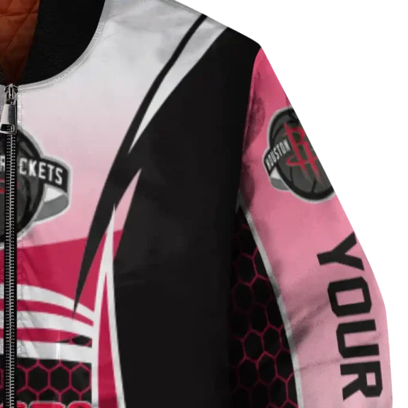 personalized houston rockets mesh effect red black bomber jacket premium grade