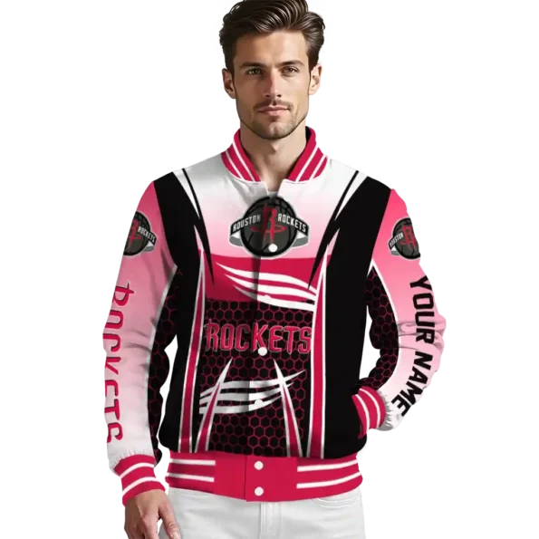 personalized houston rockets mesh effect red black varsity jacket high quality.webp