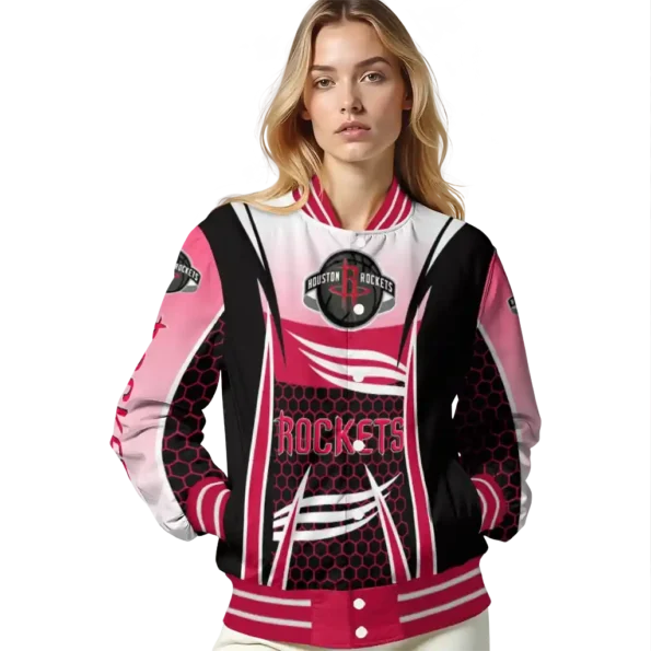personalized houston rockets mesh effect red black varsity jacket latest model.webp