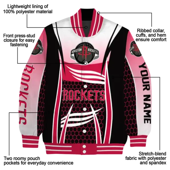personalized houston rockets mesh effect red black varsity jacket new arrival.webp