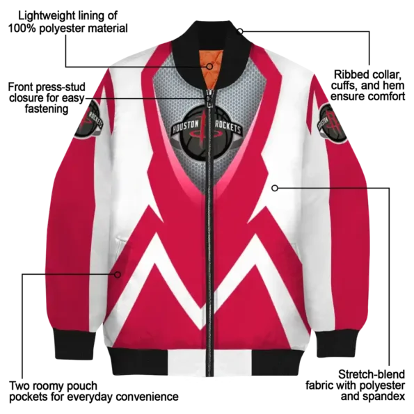 personalized houston rockets v stripes red white bomber jacket new arrival