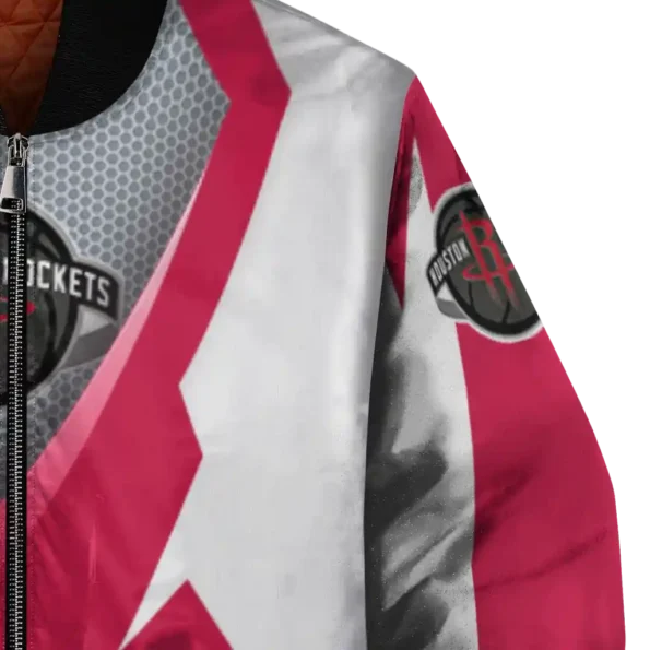 personalized houston rockets v stripes red white bomber jacket premium grade