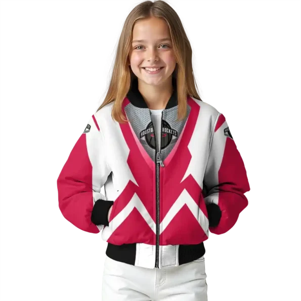 personalized houston rockets v stripes red white bomber jacket top rated