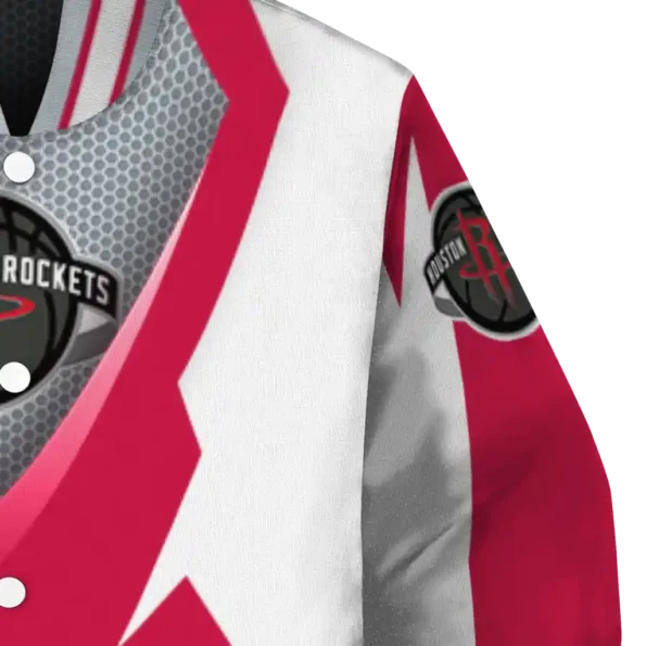 personalized houston rockets v stripes red white varsity jacket premium grade.webp