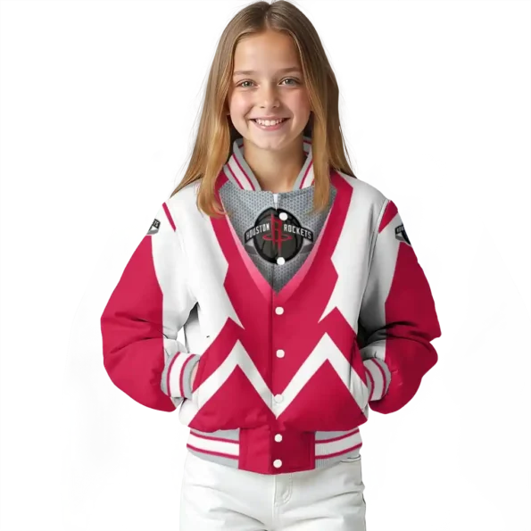personalized houston rockets v stripes red white varsity jacket top rated.webp