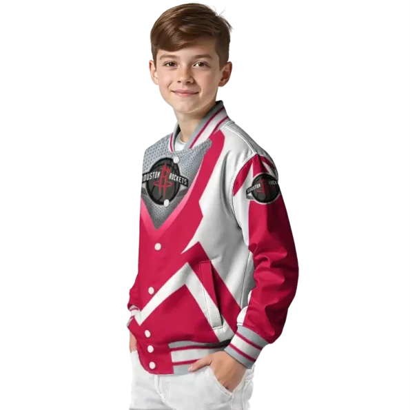 personalized houston rockets v stripes red white varsity jacket trendy.webp