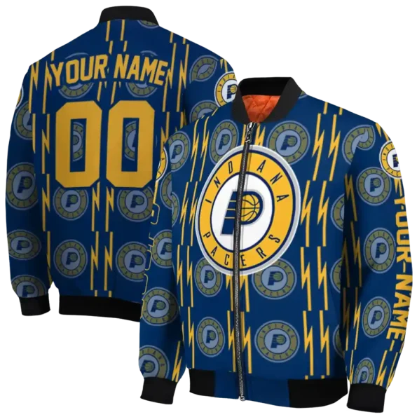 personalized indiana pacers bolt stripe blue bomber jacket fashion forward