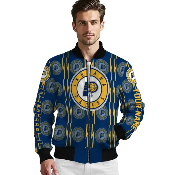 personalized indiana pacers bolt stripe blue bomber jacket high quality