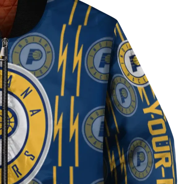 personalized indiana pacers bolt stripe blue bomber jacket premium grade