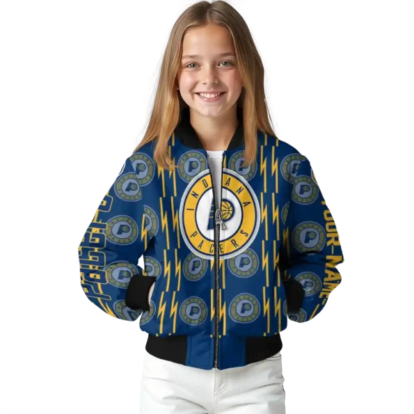 personalized indiana pacers bolt stripe blue bomber jacket top rated
