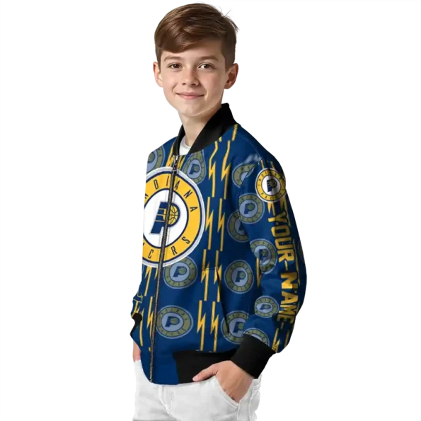 personalized indiana pacers bolt stripe blue bomber jacket trendy