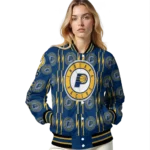 personalized indiana pacers bolt stripe blue varsity jacket best selling.webp