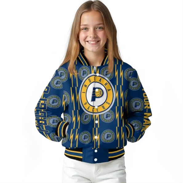 personalized indiana pacers bolt stripe blue varsity jacket top rated.webp