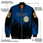 personalized indiana pacers flame border blue black bomber jacket best selling
