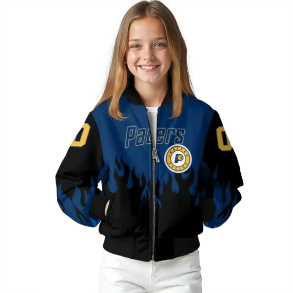 personalized indiana pacers flame border blue black bomber jacket top rated