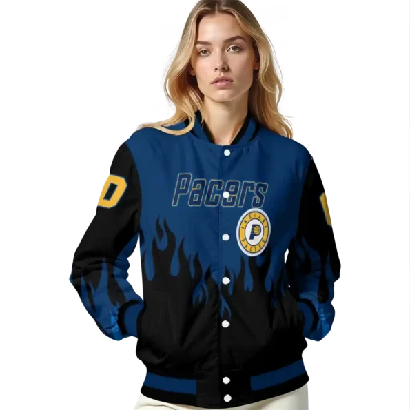 personalized indiana pacers flame border blue black varsity jacket latest model.webp