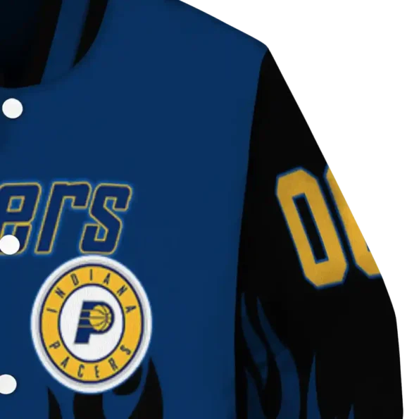 personalized indiana pacers flame border blue black varsity jacket premium grade.webp