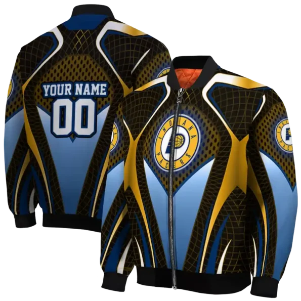 personalized indiana pacers mesh chest black bomber jacket fashion forward