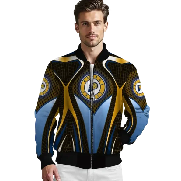 personalized indiana pacers mesh chest black bomber jacket high quality