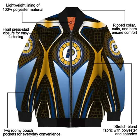 personalized indiana pacers mesh chest black bomber jacket new arrival