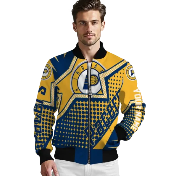 personalized indiana pacers star burst blue bomber jacket high quality