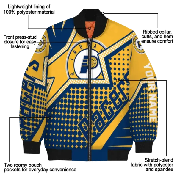 personalized indiana pacers star burst blue bomber jacket new arrival