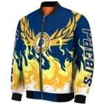 personalized indiana pacers winged blaze blue white bomber jacket best selling