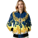 personalized indiana pacers winged blaze blue white bomber jacket best selling