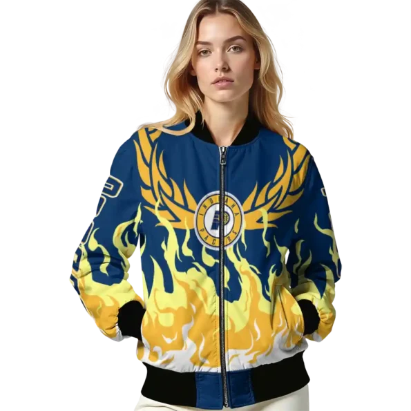 personalized indiana pacers winged blaze blue white bomber jacket latest model