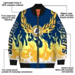 personalized indiana pacers winged blaze blue white bomber jacket best selling
