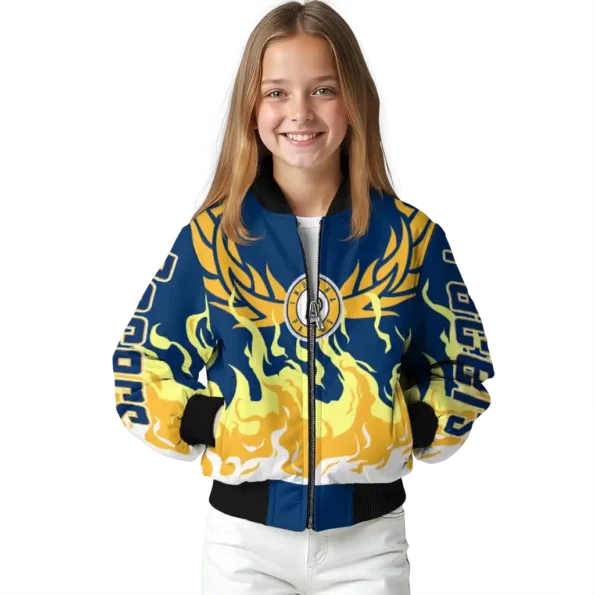 personalized indiana pacers winged blaze blue white bomber jacket top rated