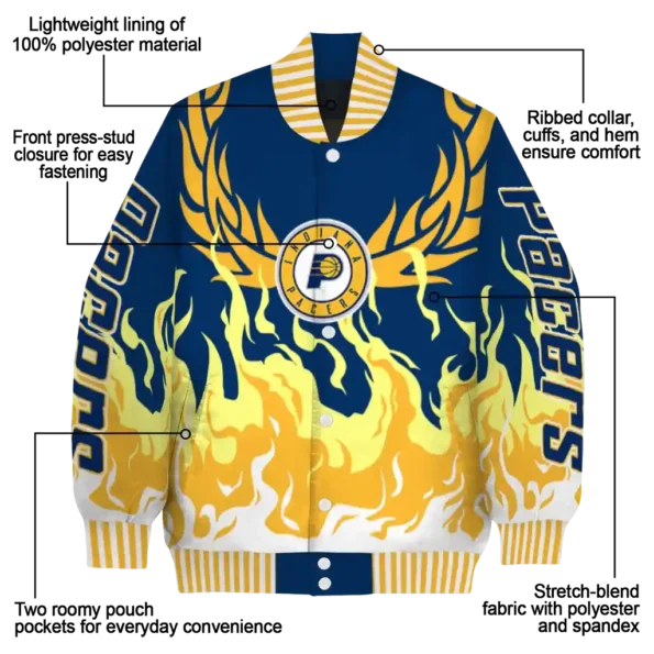 personalized indiana pacers winged blaze blue white varsity jacket new arrival.webp