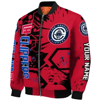 personalized los angeles clippers hexagon cluster red black bomber jacket best selling