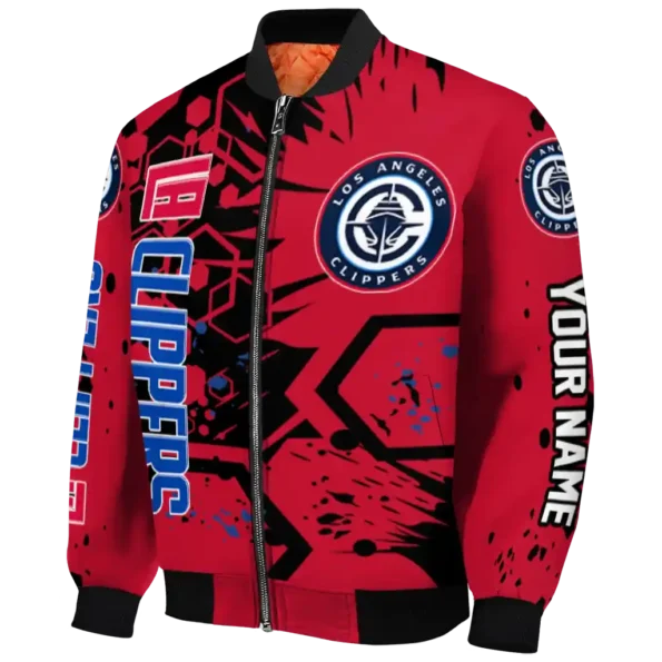 personalized los angeles clippers hexagon cluster red black bomber jacket best selling