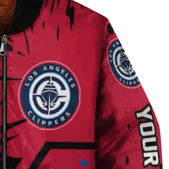 personalized los angeles clippers hexagon cluster red black bomber jacket premium grade