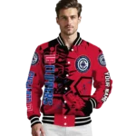 personalized los angeles clippers hexagon cluster red black varsity jacket best selling.webp