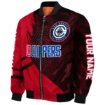personalized los angeles clippers hexagon mesh red black bomber jacket best selling