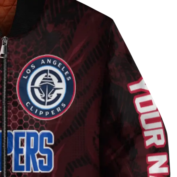 personalized los angeles clippers hexagon mesh red black bomber jacket premium grade