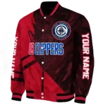 personalized los angeles clippers hexagon mesh red black varsity jacket best selling.webp
