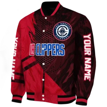 personalized los angeles clippers hexagon mesh red black varsity jacket best selling.webp