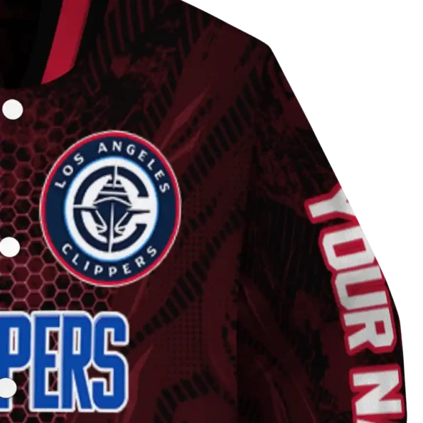 personalized los angeles clippers hexagon mesh red black varsity jacket premium grade.webp