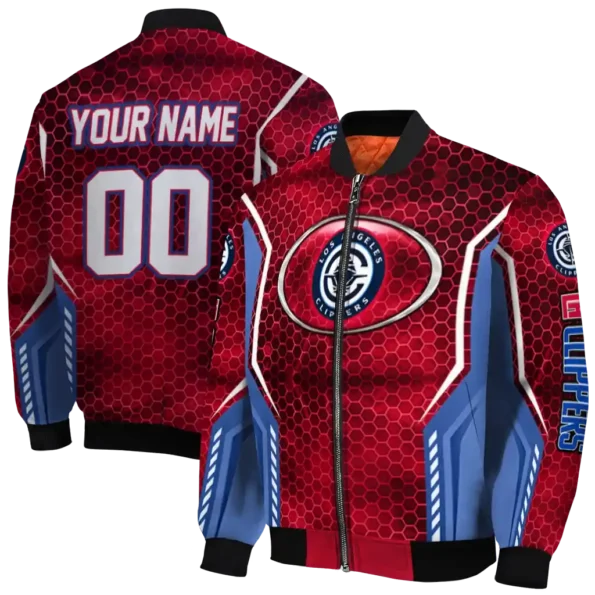 personalized los angeles clippers power plate red bomber jacket fashion forward
