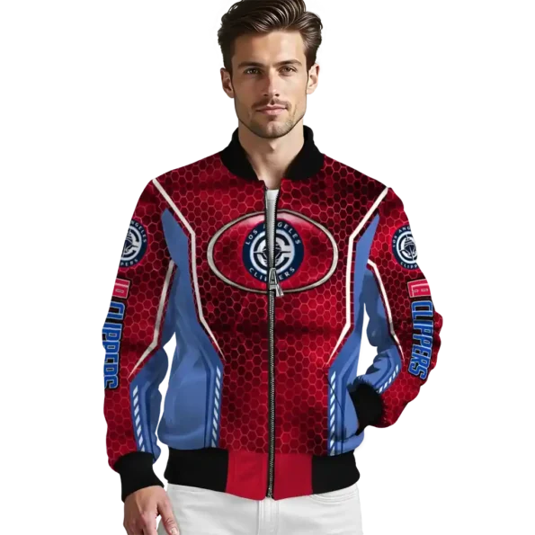 personalized los angeles clippers power plate red bomber jacket high quality